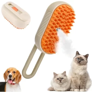GRAVIN steam brush for dogs with soft silicone bristles and USB rechargeable design