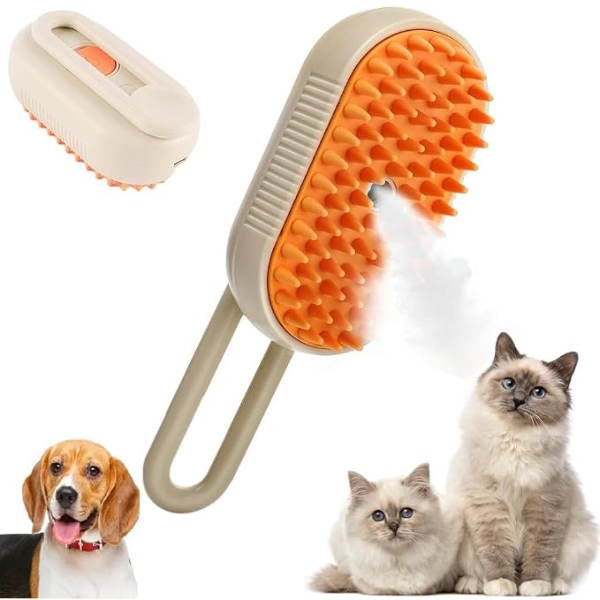 GRAVIN steam brush for dogs with soft silicone bristles and USB rechargeable design