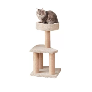 Konica Basics medium cat tree with double platforms and jute scratching posts for indoor cats at home