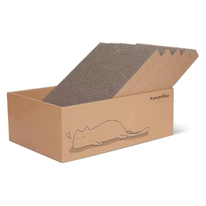 FUKUMARU cardboard cat scratcher with extra wide reversible scratching boards for indoor cats at home