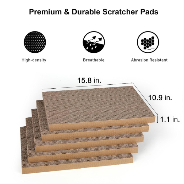 Cardboard cat scratcher showing reversible corrugated scratch board inside spacious cat scratch box design
