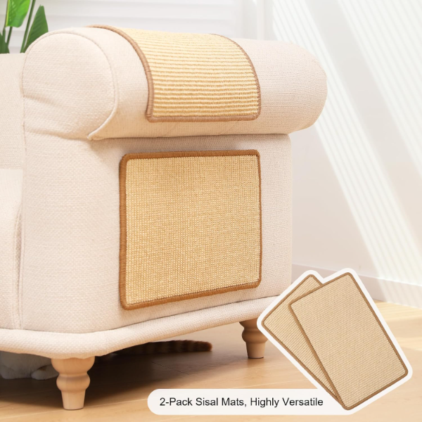 Natural sisal cat scratching mat used as a versatile pet mat for indoor cats in the home environment