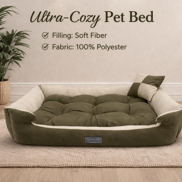 Velvet Dog Bed featuring washable design with durable stitching and cushioned support for everyday pet comfort