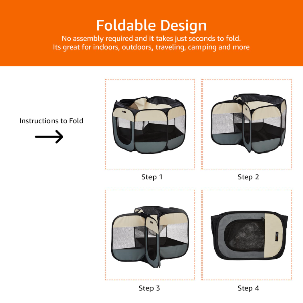 Foldable Pet Playpen featuring lightweight portable construction for travel and quick indoor setup without tools