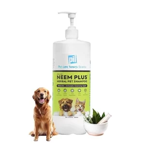 Pil Herbal Pet Shampoo bottle with neem formula for gentle coat cleansing and conditioning for pets