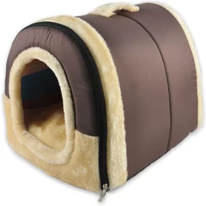 Igloo Dog House with enclosed design, removable cushion and cosy interior for dogs, cats and small pets