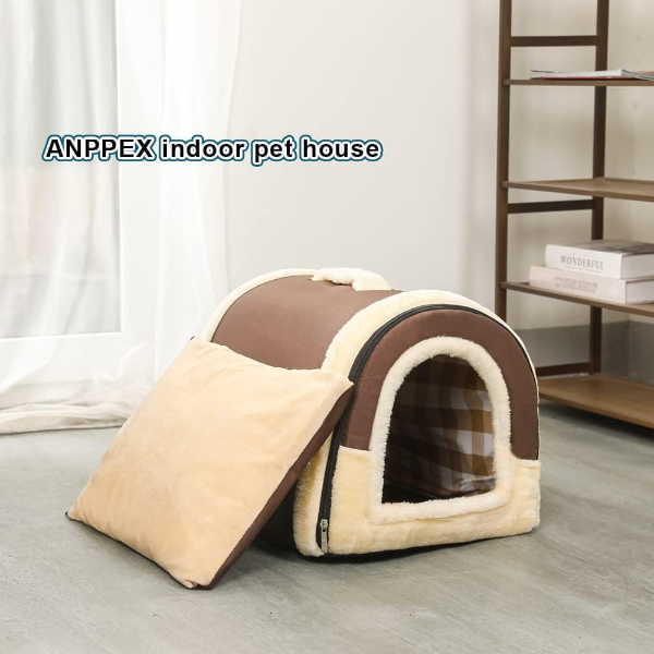 Igloo Dog House converted into open sofa bed with raised sides and supportive cushion for household pets