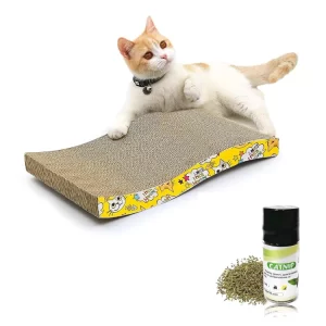 Emily Pets Cat Scratcher Cardboard reversible wave-shaped scratch board with corrugated surface and catnip included
