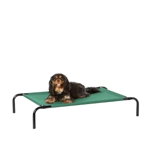 Elevated Cooling Dog Bed with breathable mesh sleeping surface and raised frame for small breed dogs indoors