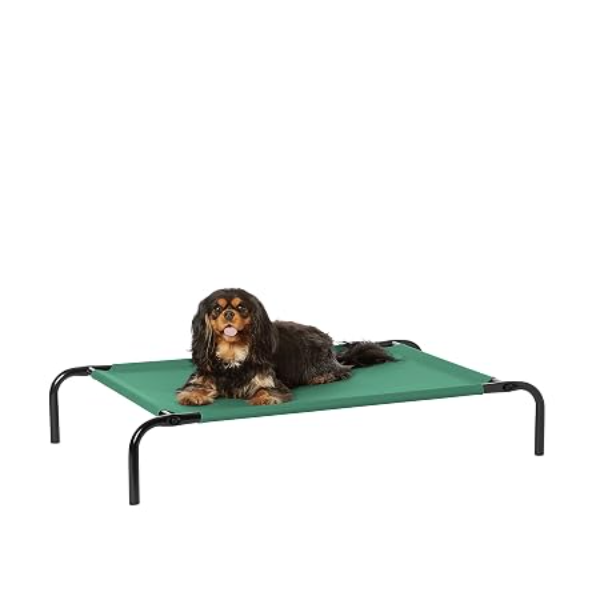 Elevated Cooling Dog Bed with breathable mesh sleeping surface and raised frame for small breed dogs indoors