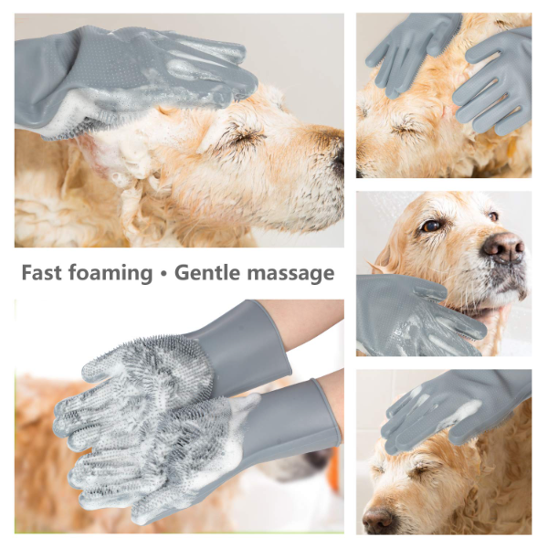 Pet Grooming Gloves for Dogs Cats Rabbits and Horses Five Finger Deshedding Bathing Mitt (Set of 4 Pack) - Image 3