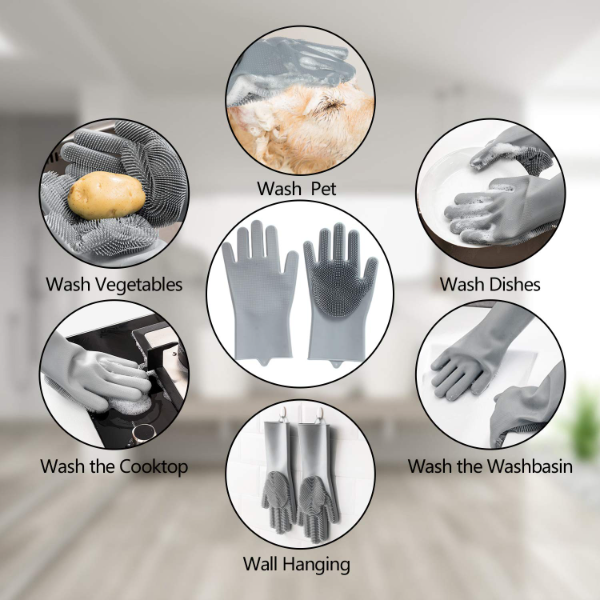 Pet Grooming Gloves for Dogs Cats Rabbits and Horses Five Finger Deshedding Bathing Mitt (Set of 4 Pack) - Image 4