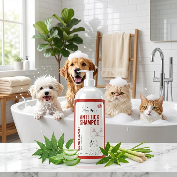 PupPee Neem Anti Tick & Flea Dog Shampoo for Dogs & Puppies with Lemongrass (Pack of 2 x 500ml) - Image 3