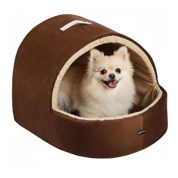 Amazon Basics pet bed cave with enclosed tent design and removable cushion for indoor cats and small dogs