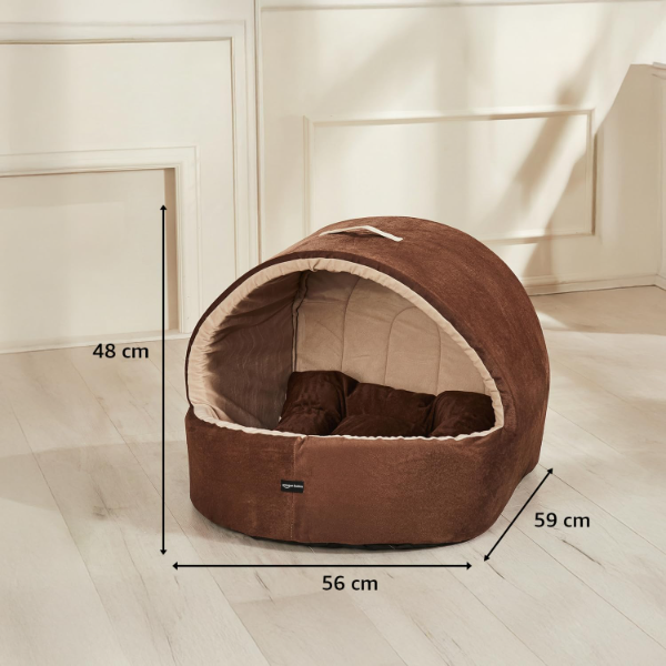 Pet bed cave with foldable structure and removable cushion designed for cats kittens and small medium dogs