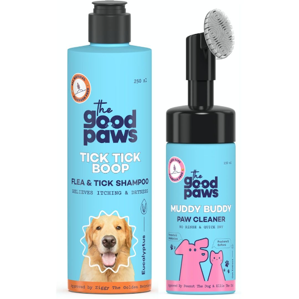 Mix Tick Tick Boop Flea & Tick Shampoo and Muddy Buddy Paw Cleaner Pet Care Duo for Dogs (Combo Pack of 2)