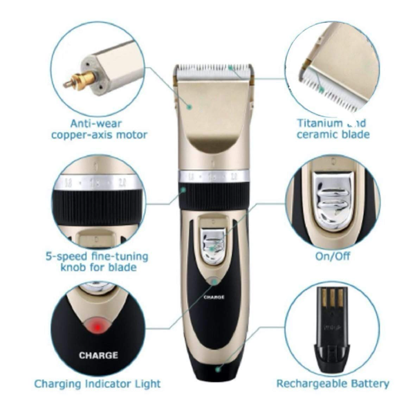 Automatic Rechargeable Pet Hair Trimmer for Dogs & Cats with LED Display and Guide Combs (Pack of 2) - Image 2