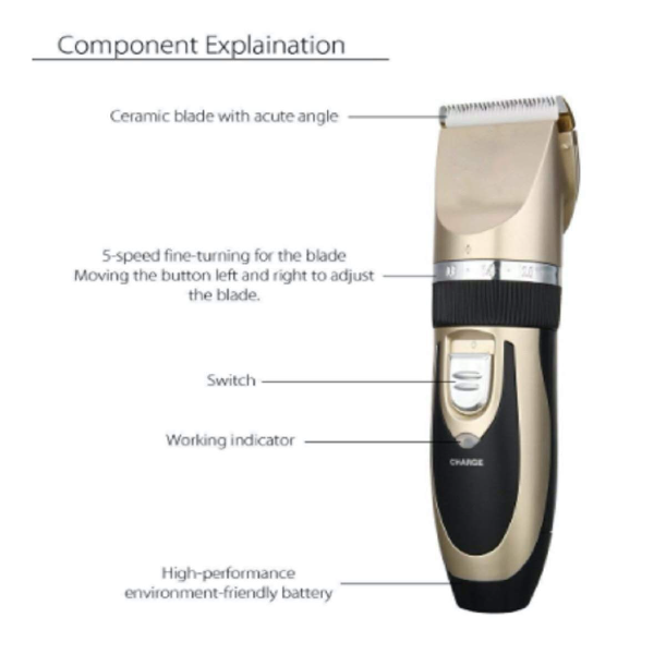 Automatic Rechargeable Pet Hair Trimmer for Dogs & Cats with LED Display and Guide Combs (Pack of 2) - Image 4