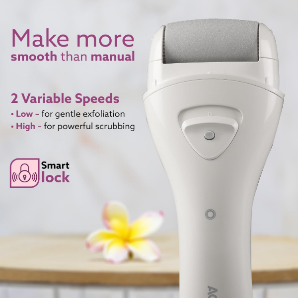 AGARO CR3001 Callus Remover with fine medium and coarse roller heads for customised exfoliation