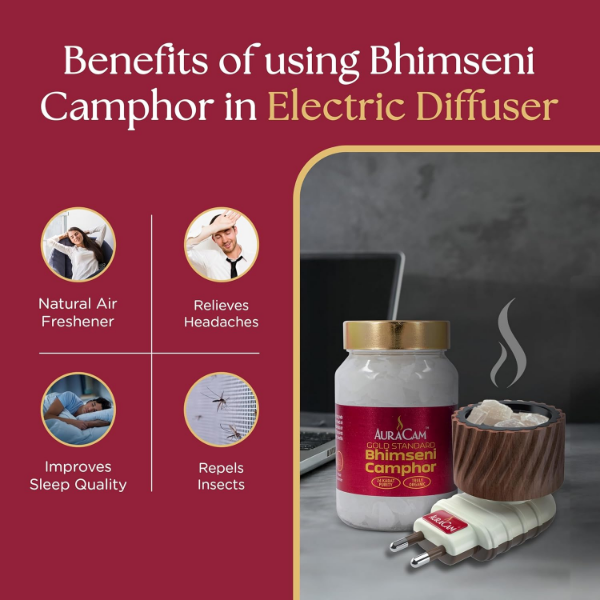 Electric Camphor Burner used as aroma diffuser for home office meditation and daily fragrance enjoyment