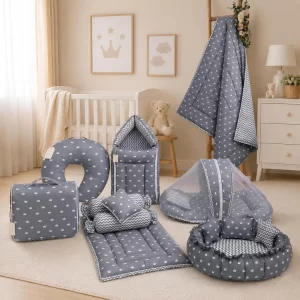 Infantbond cotton baby bedding set with mattress, blanket and baby essentials for 0-6 months at home