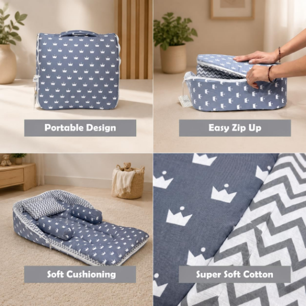 Infantbond cotton baby bedding set with carry bag and handcarry bed for 0-6 month babies at home