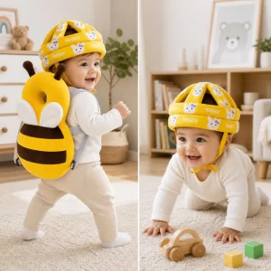 Baby back protector with soft cushioning and honey bee shape for 6–18 month young toddlers