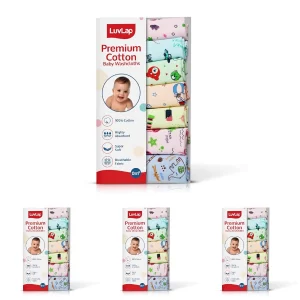 Baby washcloths in soft cotton fabric for newborn care with reusable 30 cm x 30 cm cloths