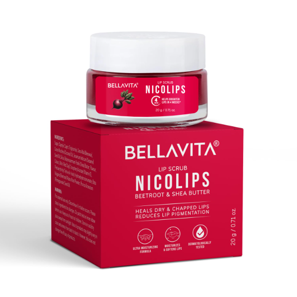 Bella Vita Organic Lip Scrub Balm for gentle lip exfoliation and hydration for dry chapped lips daily