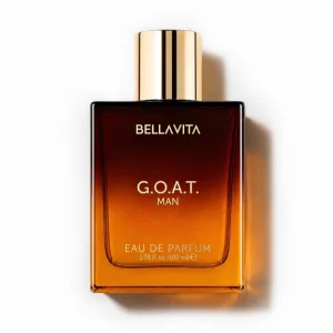 Bella Vita G.O.A.T men's Eau De Parfum bottle featuring bold fragrance with bergamot and patchouli notes