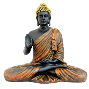 Meditating Buddha Statue in polyresin with rustic finish for home yoga and meditation décor