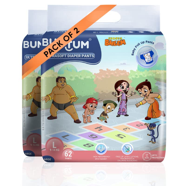 Bumtum large diaper pants with cottony soft fabric, 360° comfort and fast absorption for babies