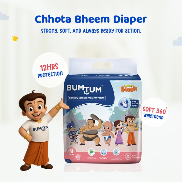 Bumtum large diaper pants with diamond pattern top layer for fast and even liquid absorption
