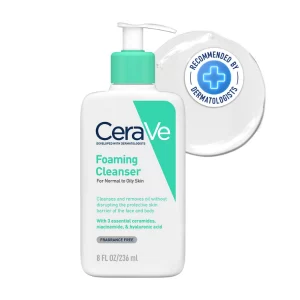 CeraVe Foaming Cleanser for Normal to Oily Skin gel foaming facial cleanser with ceramides 236ml bottle