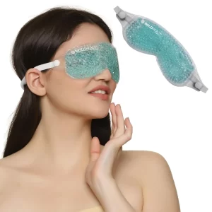Cooling Eye Gel Mask with gel beads for cold compress therapy around tired eyes and everyday relaxation