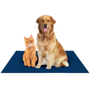 Waterproof dog bed sheet in dark sea blue for reusable bedding and floor protection at home