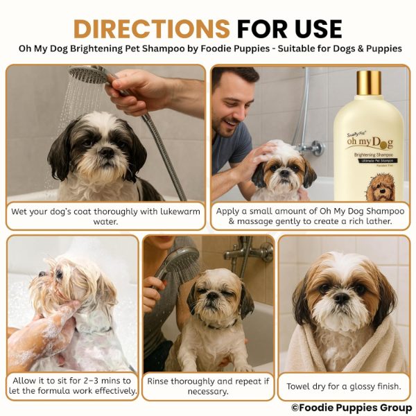 Brightening dog shampoo suitable for all breeds and sizes with a 1000ml bottle for regular grooming