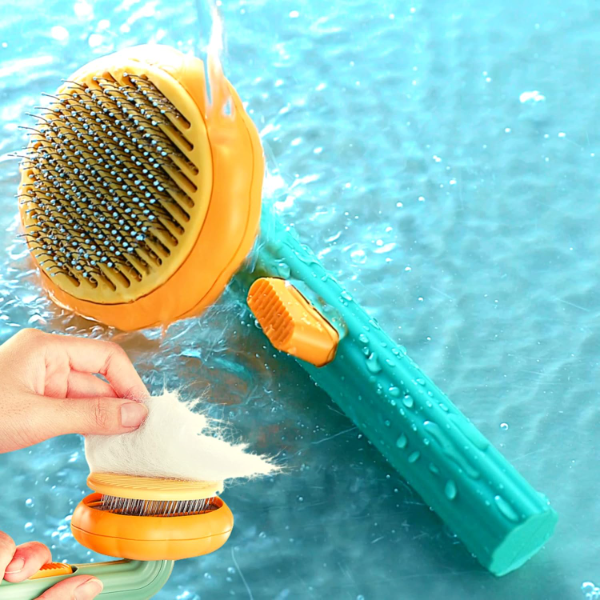 Flynovate Self Cleaning Dog Comb with pumpkin design grooming brush for dogs and cats with slicker pins