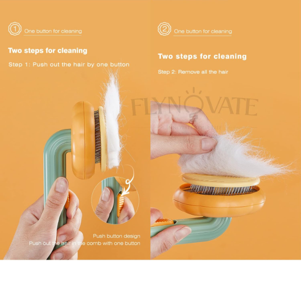Flynovate Self Cleaning Dog Comb with gentle slicker pins for removing loose undercoat and light tangles safely