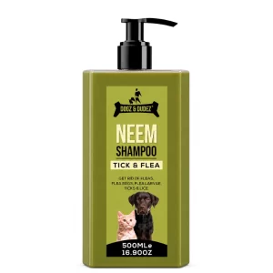 Dogz & Dudez natural neem dog shampoo bottles for routine coat cleansing and tick flea care grooming