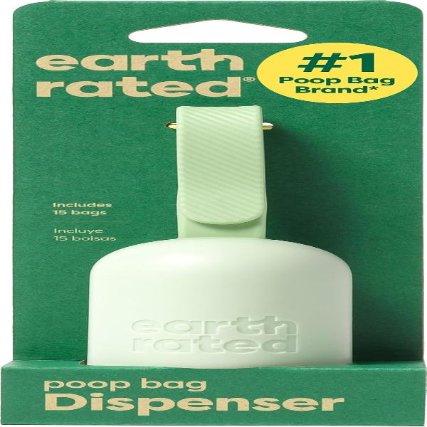 Earth Rated dog poop bag holder with unscented bags for convenient walks and tidy waste disposal