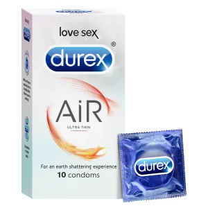 Durex Air Condoms ultra thin lubricated transparent latex condoms with a teat end for easier use