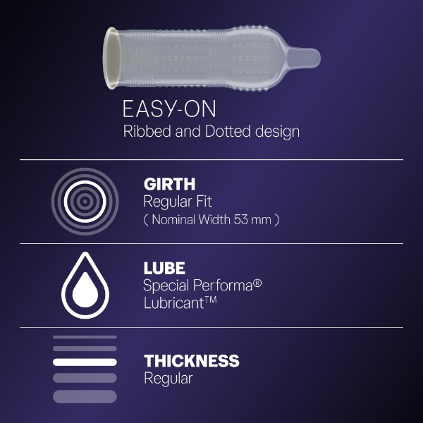 Durex Mutual Climax Condoms with Performa lubricant and benzocaine for climax delay