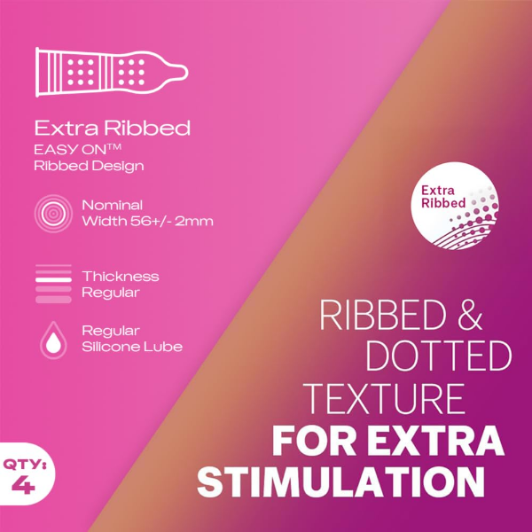 Durex Pleasure Pack condoms featuring extra thin, dotted and ribbed textured options with lubricant