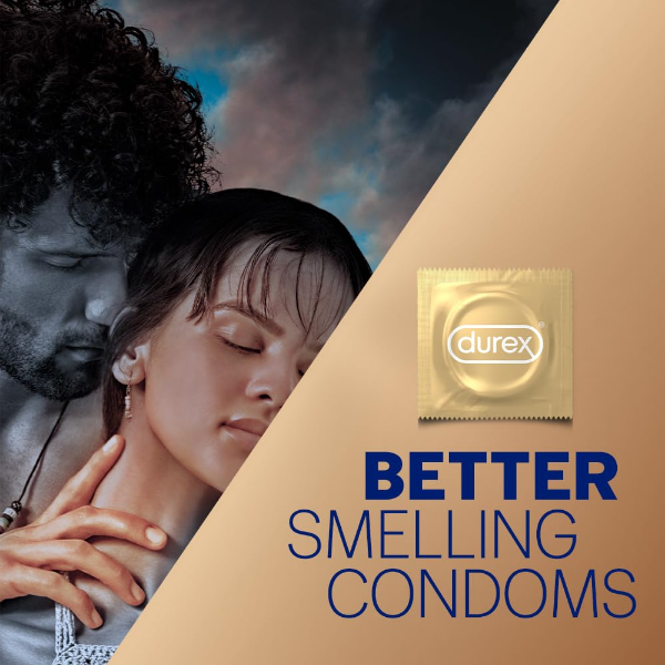 Durex Real Feel condoms packaging showing the product name and stated electronic testing information