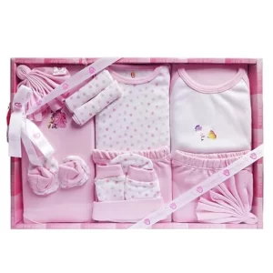 EIO baby clothing gift set with 13 cotton pieces for newborns, supplied in gift style packaging