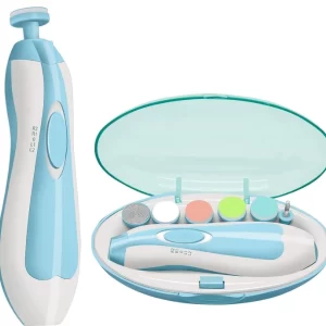 Baby nail trimmer with light and six grinding heads for newborn, baby and adult nail care at home