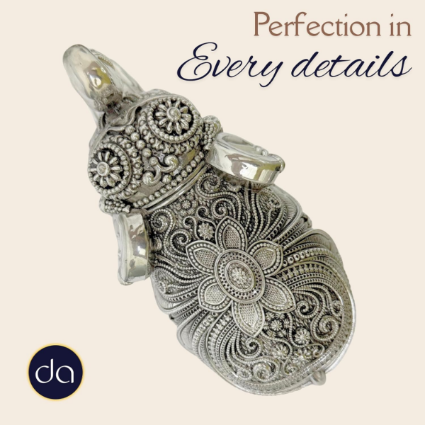 Silver plated elephant idol pair displaying detailed elephant figures for sacred home decor