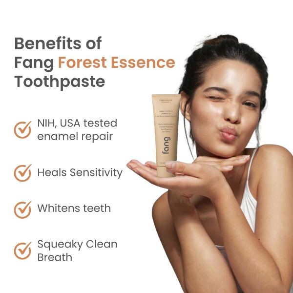 Fang Hydroxyapatite Toothpaste highlighting natural fluoride free oral care with herbal ingredient formulation