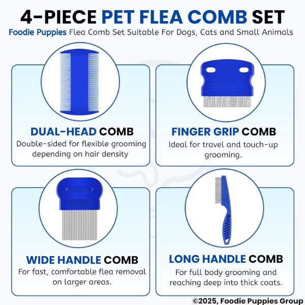 Stainless steel fine tooth flea and lice comb for pets